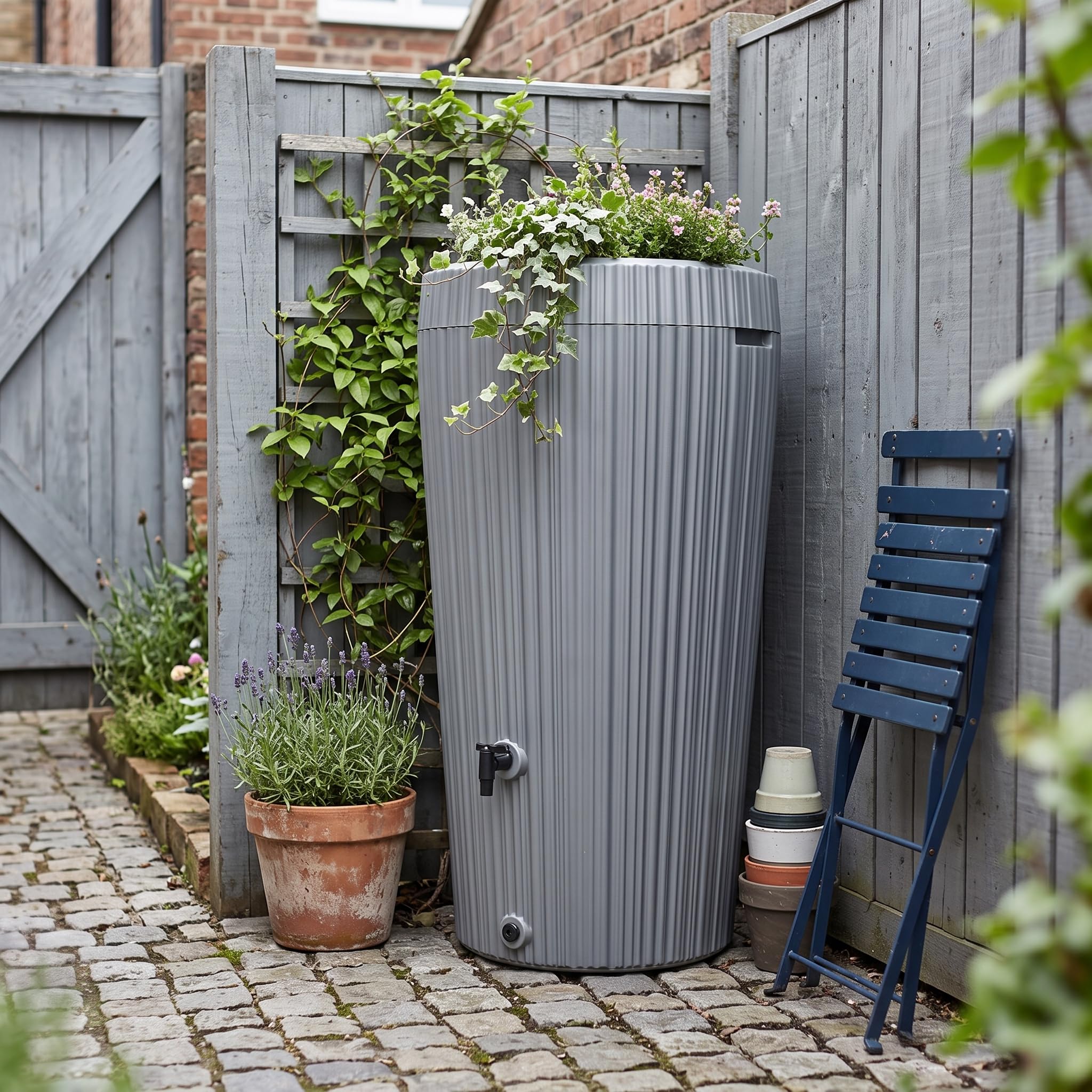 Water Butt 210L with Built-In Planter Grey - Image 5