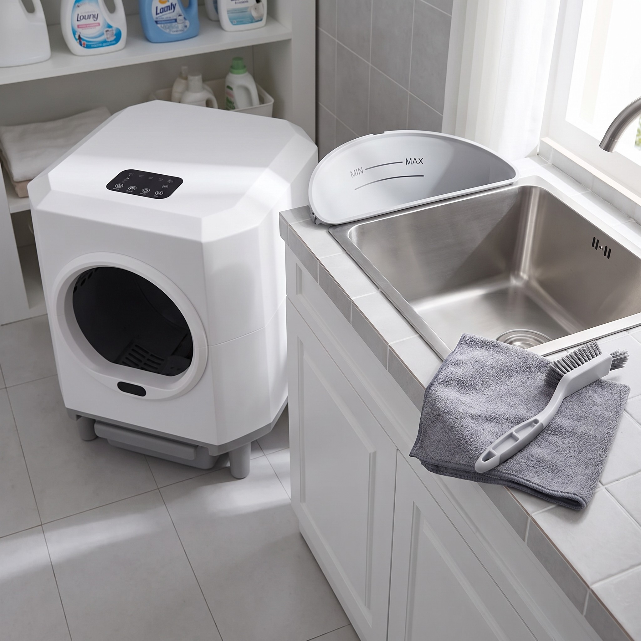 Enclosed Automatic Self-Cleaning Cat Litter Box 80L