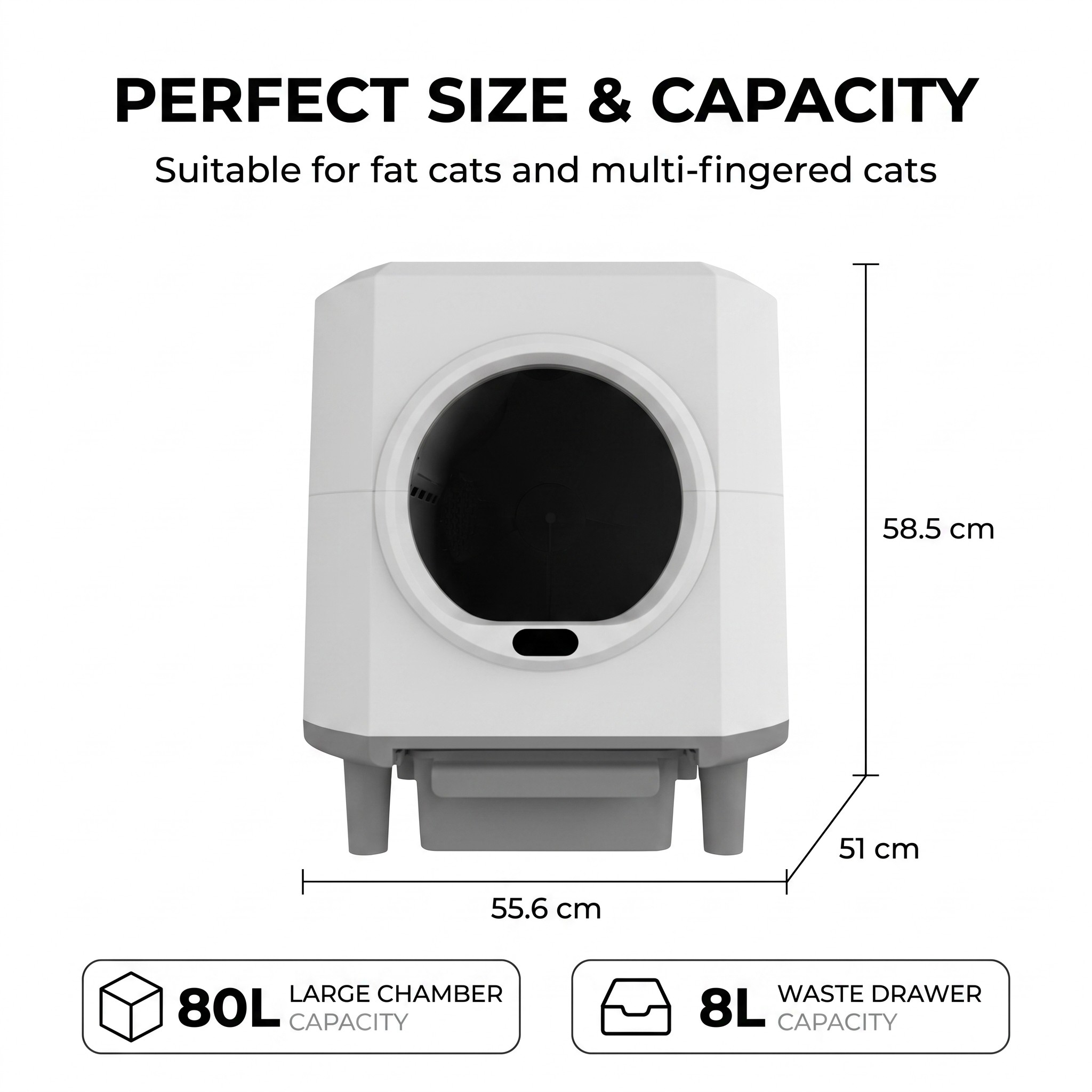 Enclosed Automatic Self-Cleaning Cat Litter Box 80L