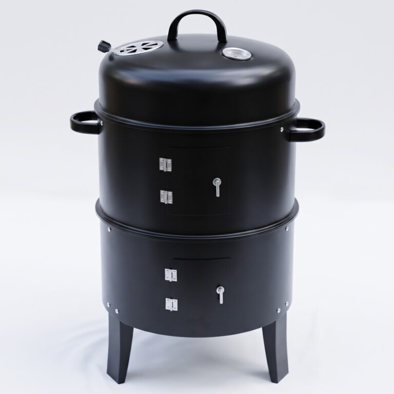 Charcoal BBQ Water Smoker and Grill, Steel, 40 x 80 cm