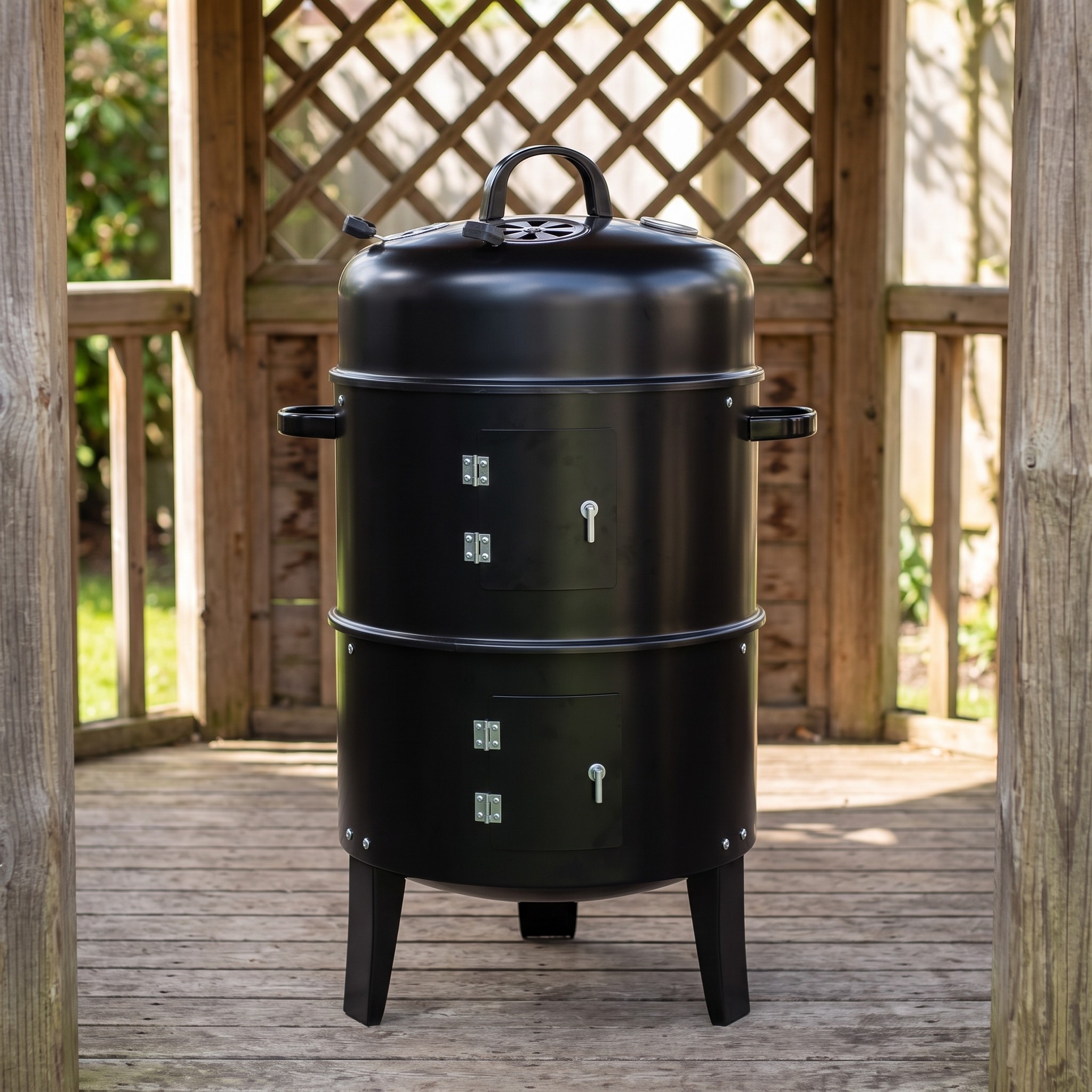 Charcoal BBQ Water Smoker and Grill, Steel, 40 x 80 cm