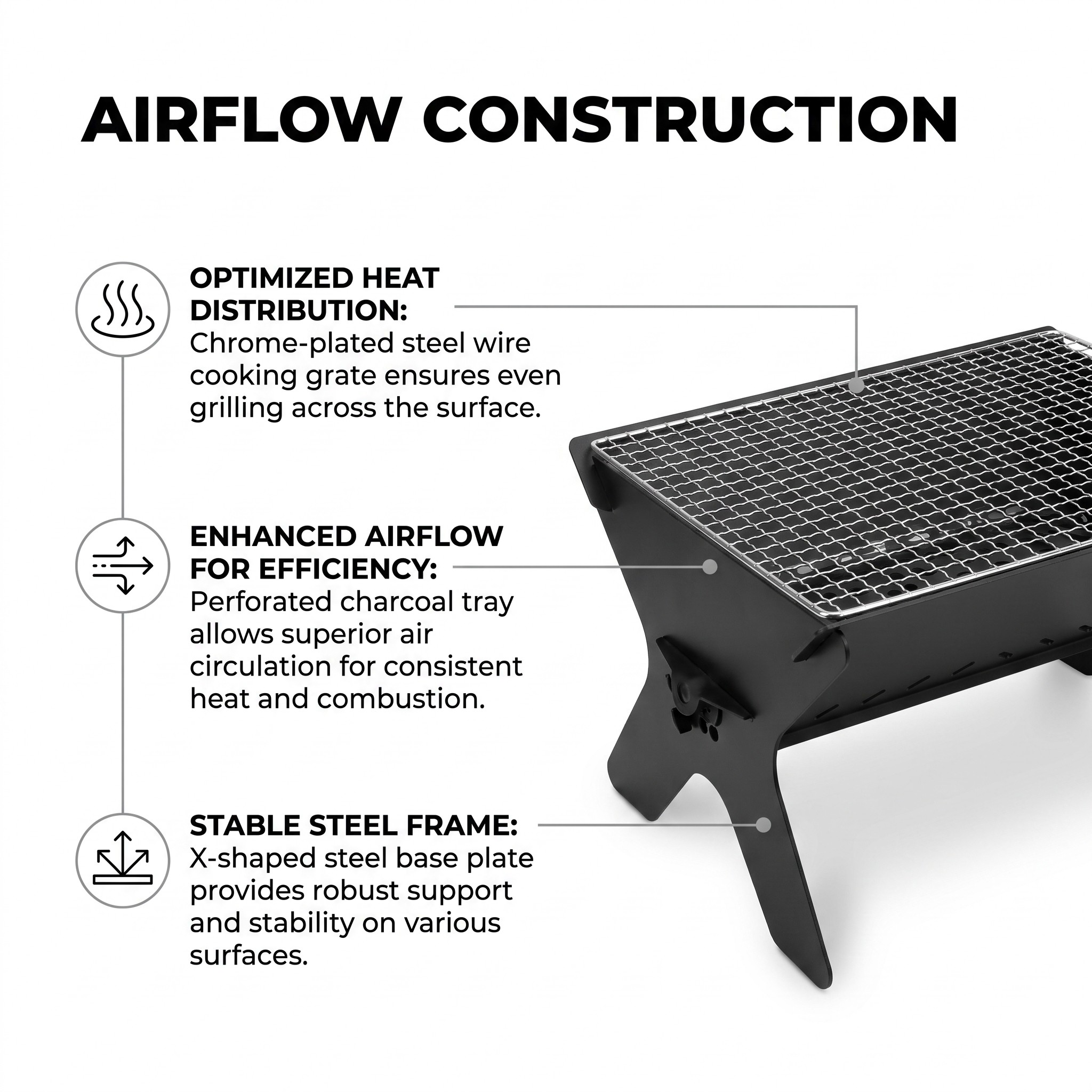 Portable Charcoal BBQ Grill with Carry Bag and Tongs