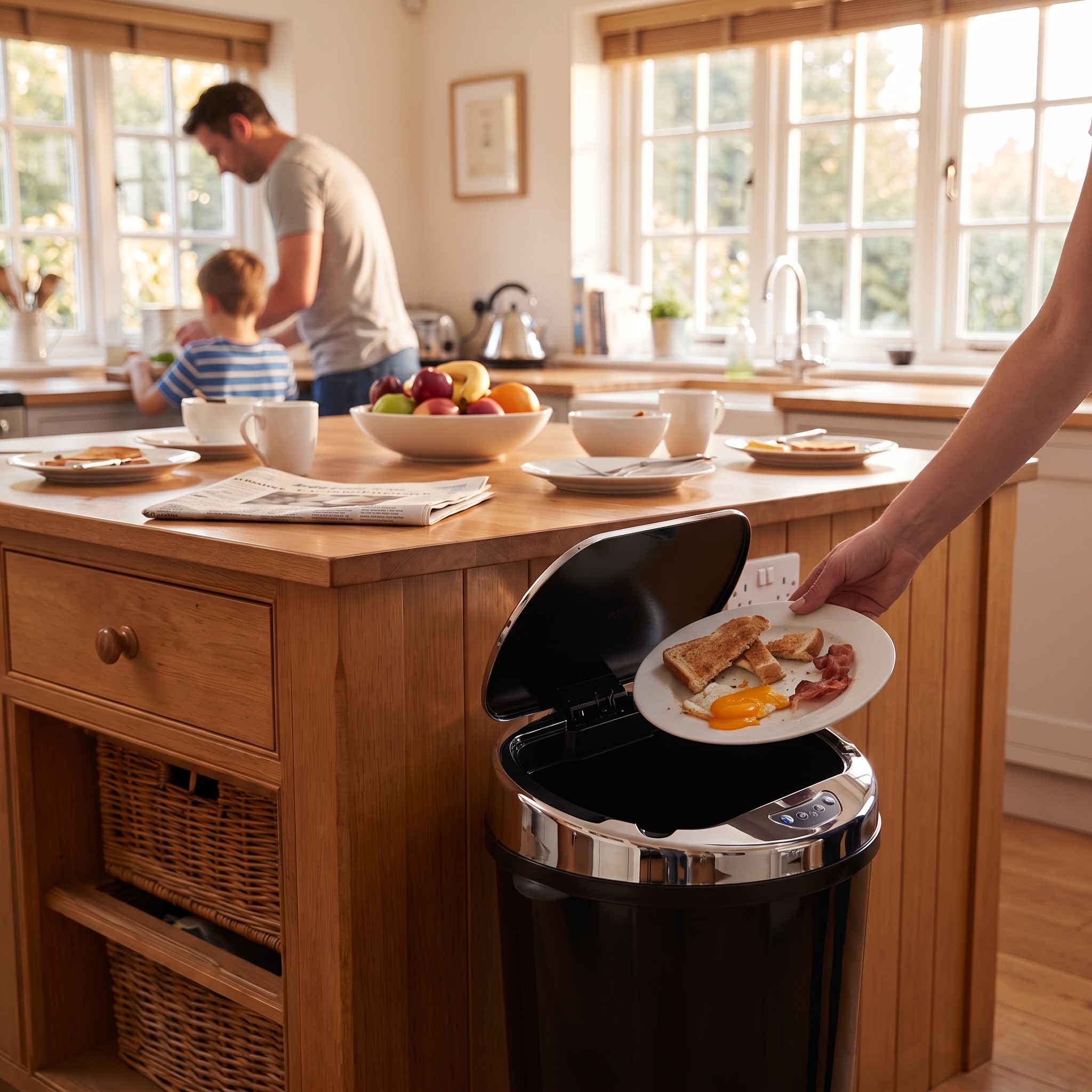 Automatic Sensor Kitchen Bin 50 L, Touch-Free, Black