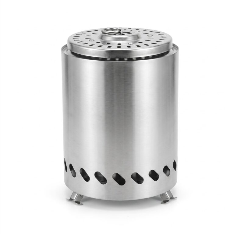 Tabletop Fire Pit in Stainless Steel with Lid and Carry Bag