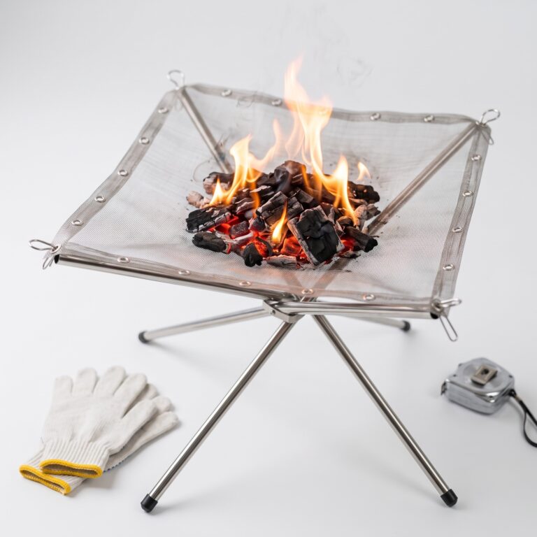 Folding Fire Pit 42 cm with Stainless Steel Mesh Bowl