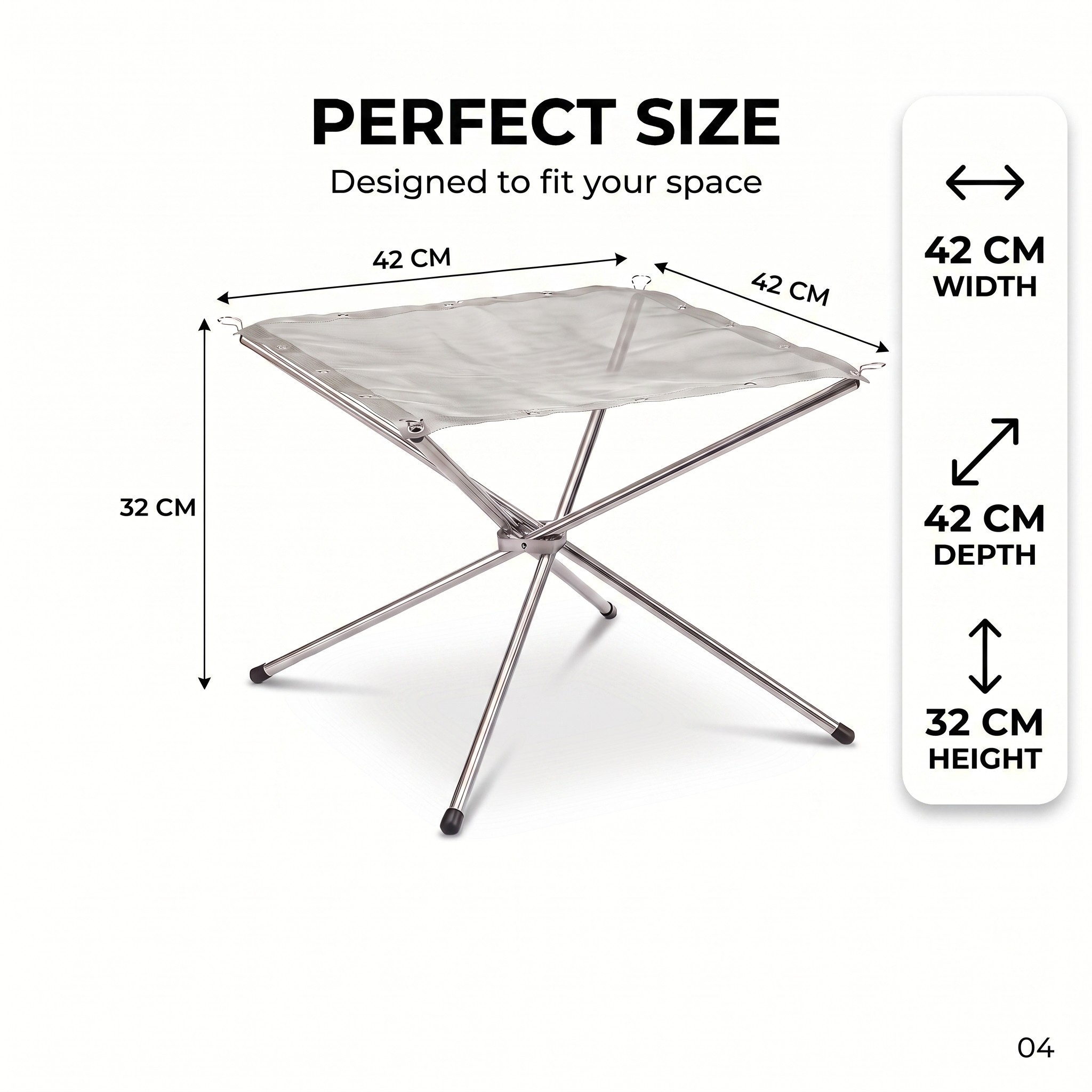 Folding Fire Pit 42 cm with Stainless Steel Mesh Bowl
