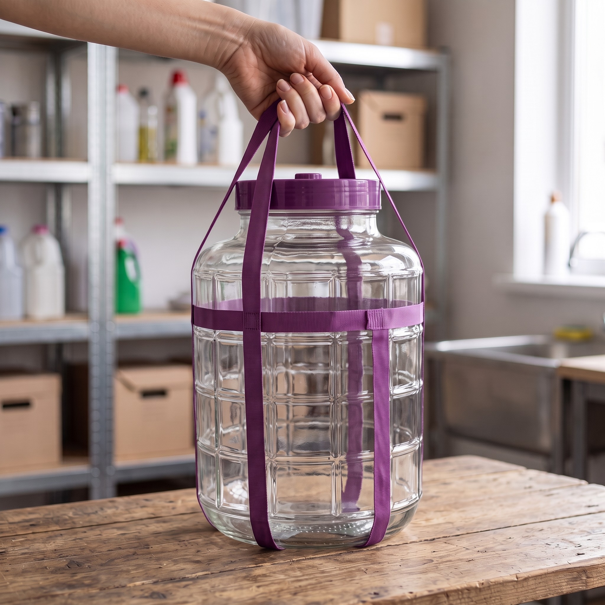 Glass Fermentation Jar with Screw Lid and Carry Straps