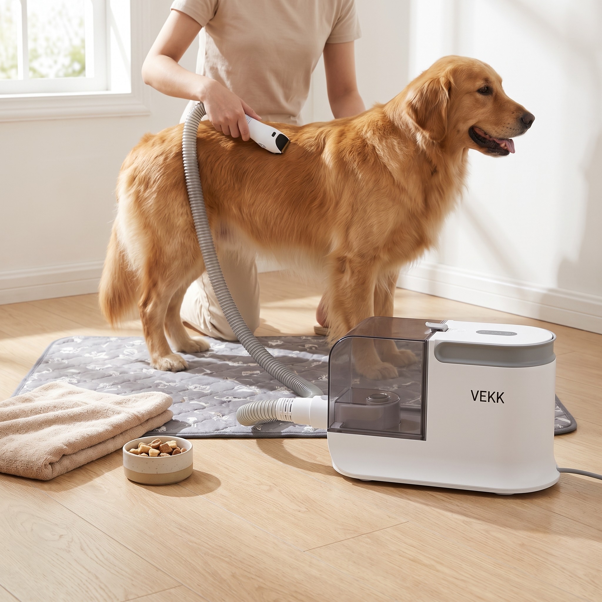 Pet Grooming Vacuum Kit 350W with Clipper and 6 Heads