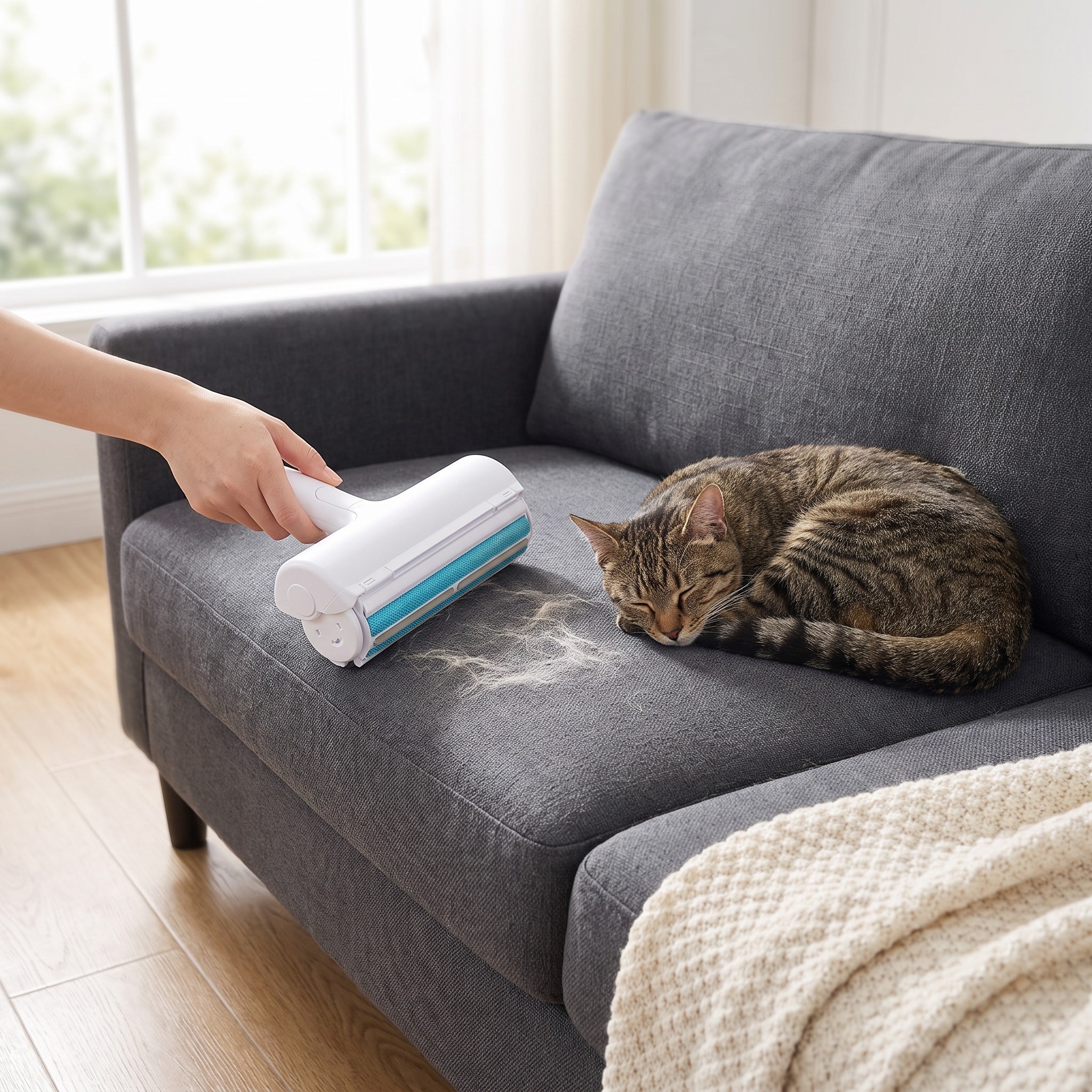 Reusable Pet Hair Remover Roller with Self-Emptying Base