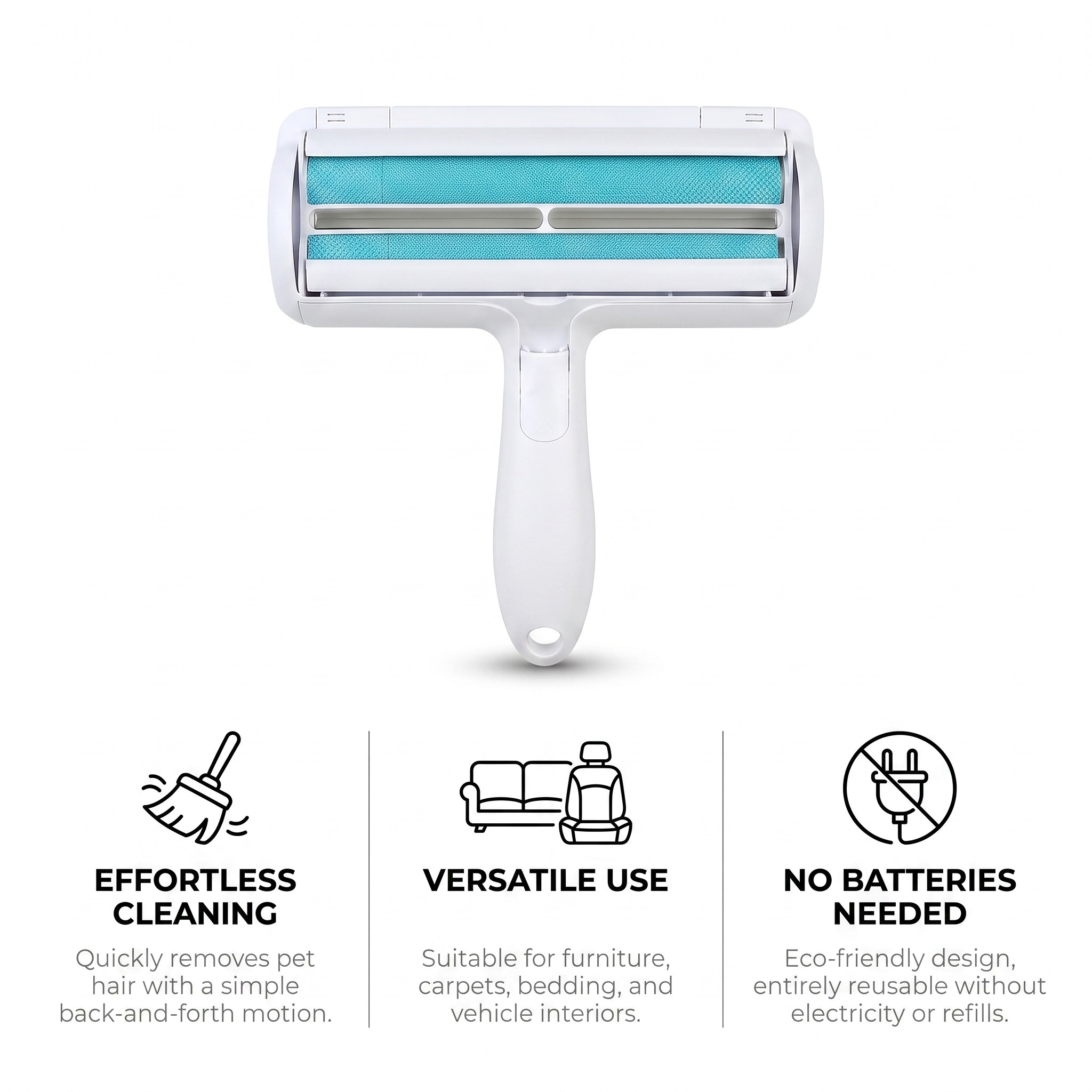 Reusable Pet Hair Remover Roller with Self-Emptying Base