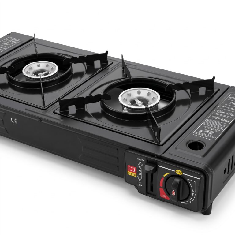 Double Burner Butane Camping Stove with Hard Carry Case