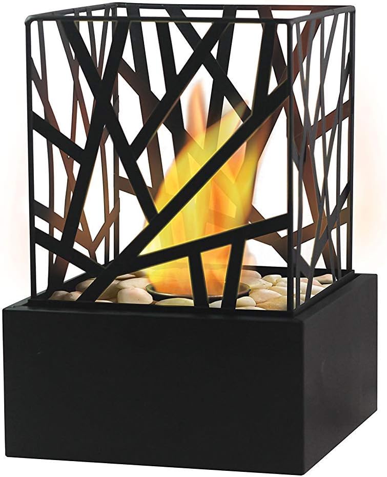 Tabletop Bioethanol Fireplace Funky, Open Geometric Frame