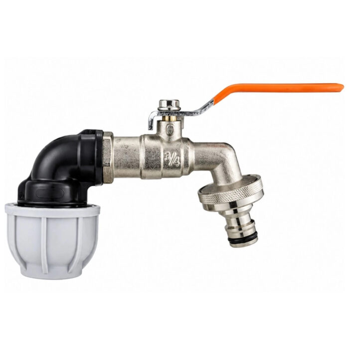 MDPE Elbow with Lever Garden Tap and Quick Connector