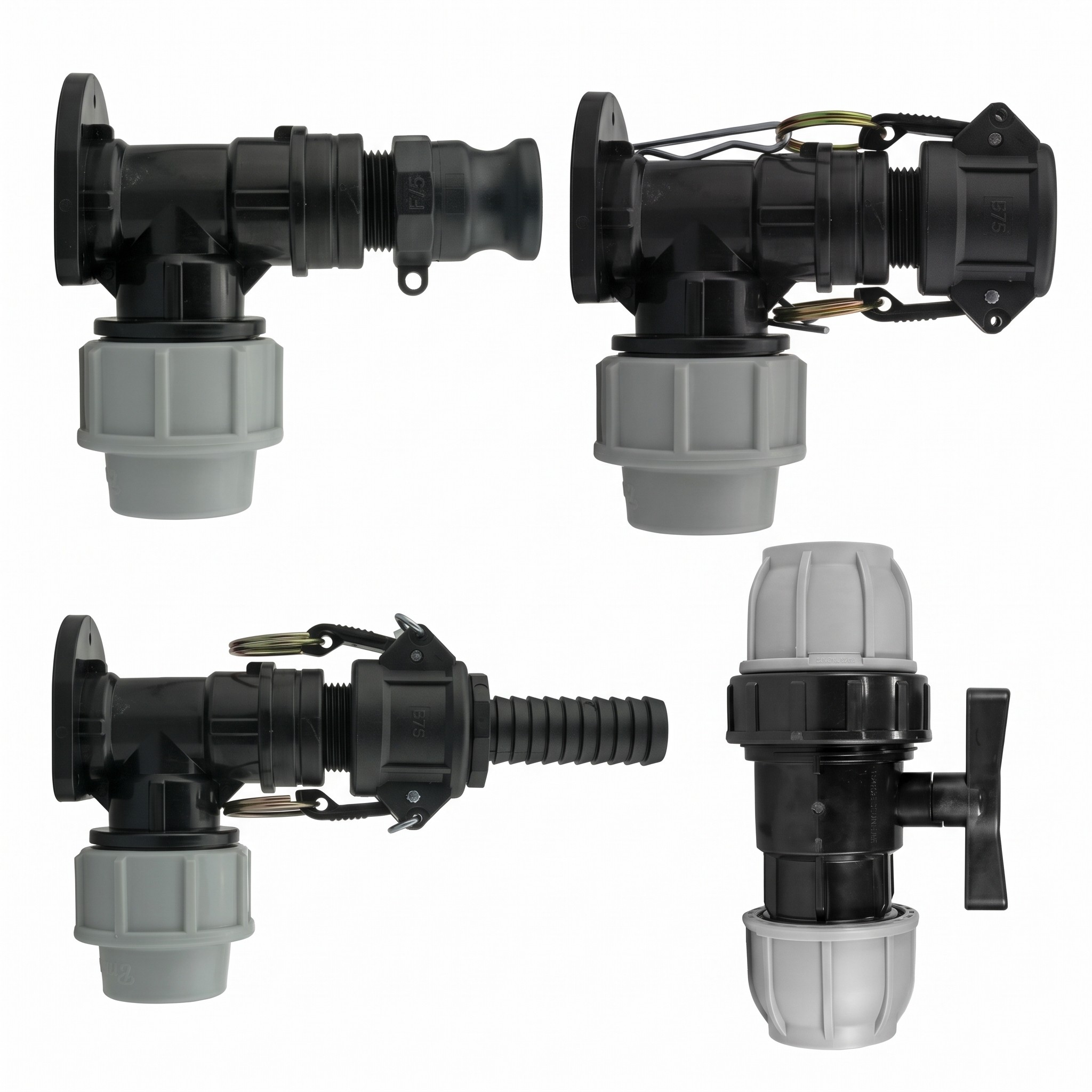 25mm MDPE Wall Flange to 3/4 inch Camlock Kit
