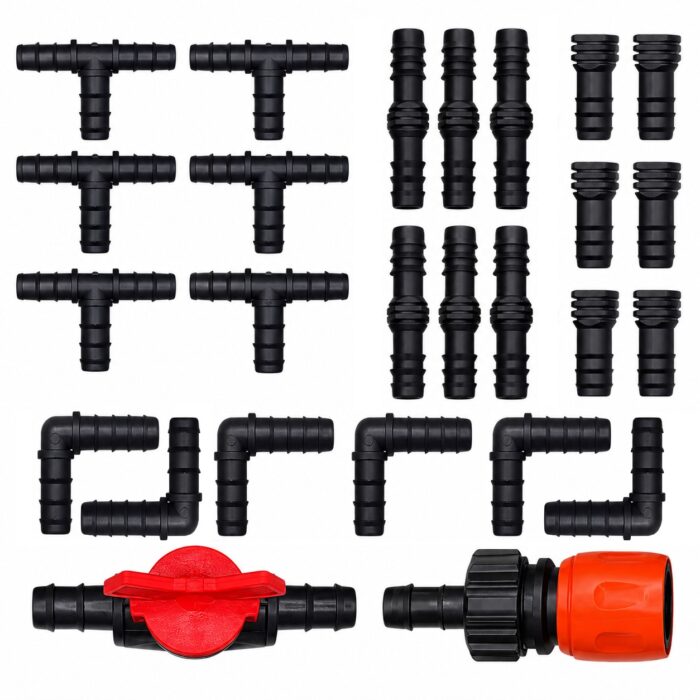 Irrigation Fittings for 13 mm ID / 16 mm OD Pipe, 26 Pieces