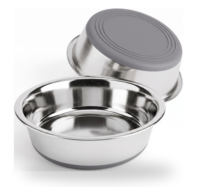 Two 2700 ml stainless steel bowls, one upturned to show the dark grey base