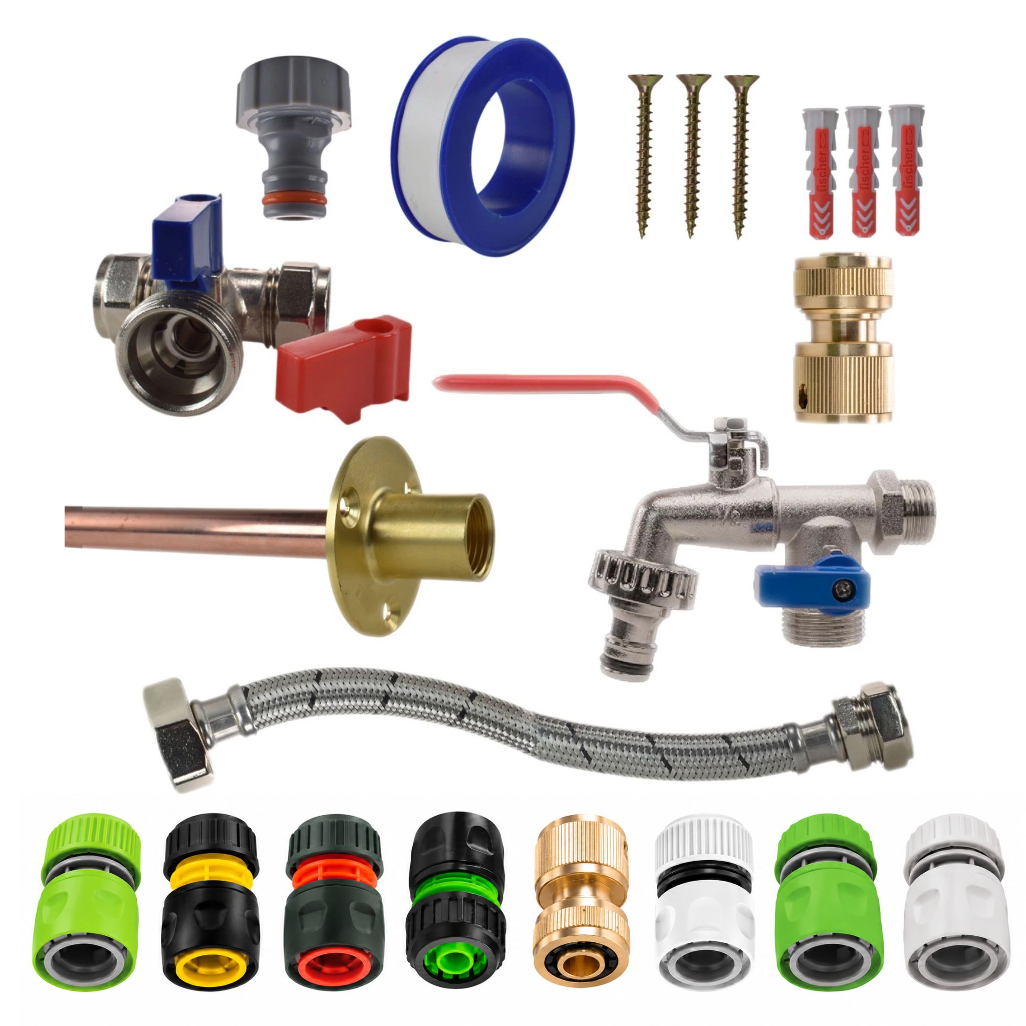Double Lever Outside Tap Kit, Two Outlets, 1/2 inch BSP