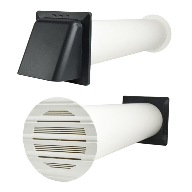 100mm Through-Wall Vent Kit Round Grille Pipe & Hood