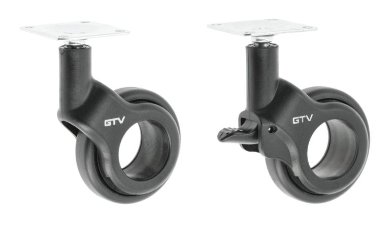 GTV STRADA black 60mm swivel furniture castors with and without a brake