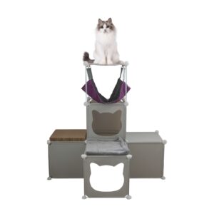 Cat Activity Cube Play Tower with Scratcher & Hammock