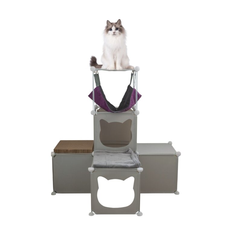 Modular Cat Activity Cube Tower with Scratcher