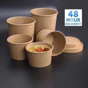Kraft Soup Containers with Lids Heavy Duty