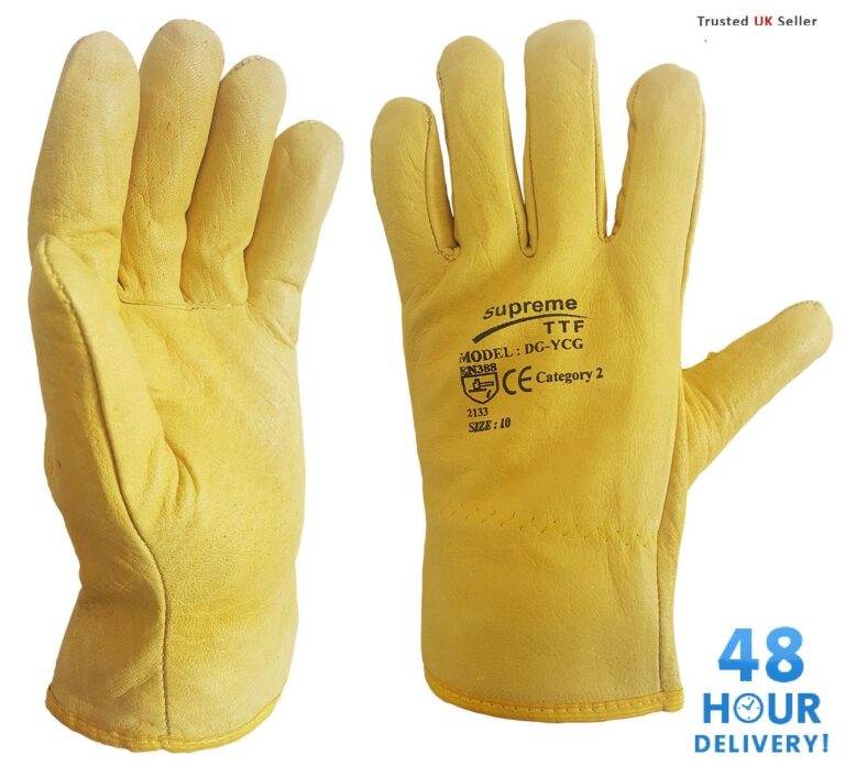 Driver Gloves Grain Leather Fleece Lined EN388