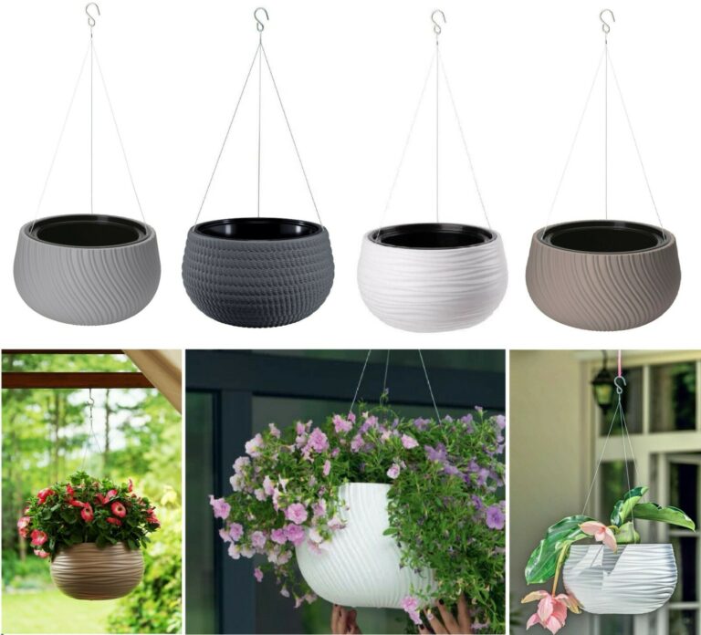 Round Hanging Planter with Insert and Rope