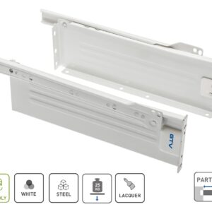 Metal drawer box sides with roller runners