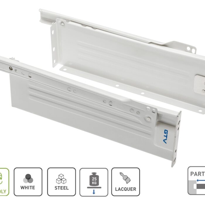 Metal Drawer Box Sides with Roller Runners Set