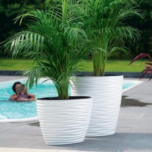 Oval Tall Planter Pot with Insert Dunes Effect
