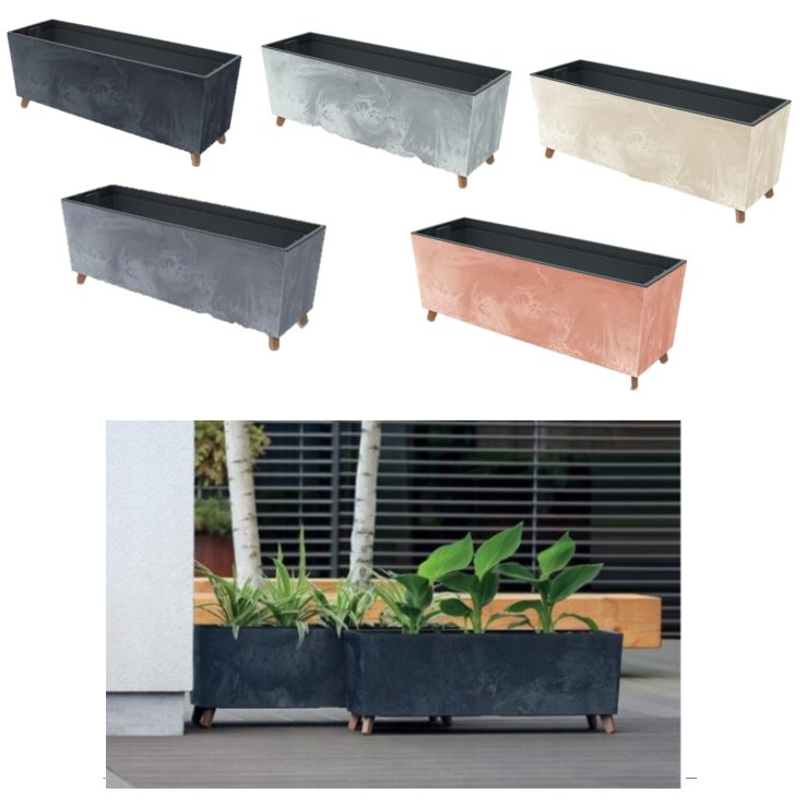 Rectangular Planter Trough on Legs Concrete-Effect