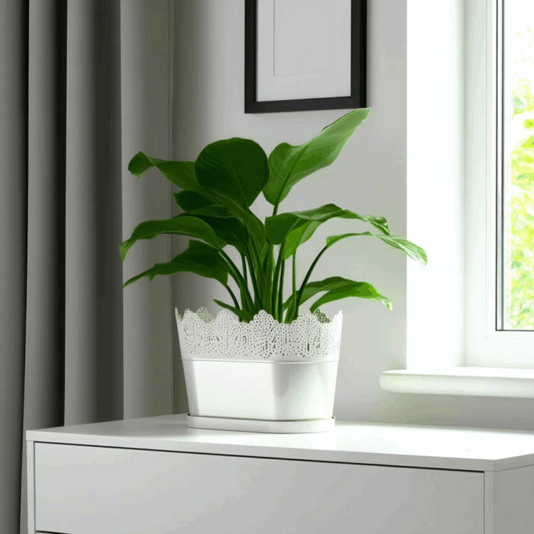Oval Planter with Saucer Lace-Effect