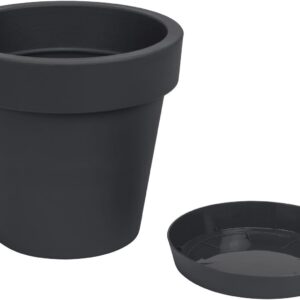 Plant Pot with Saucer 18.8L Round Anthracite