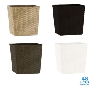 Rattan-Effect Square Plant Pot