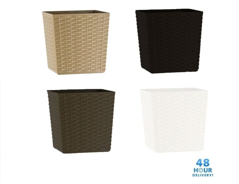 Rattan-Effect Square Plant Pot