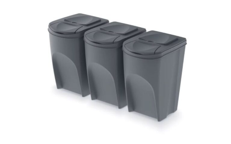 Sortibox Stackable Recycling Bins Stone Grey Set of 3