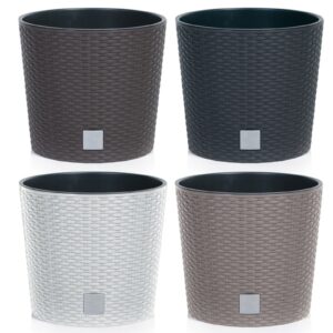 Round Planter Rattan-Effect with Removable Insert
