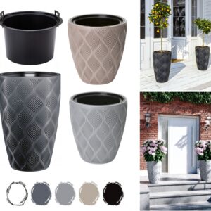 Round Tall Plant Pot with Insert, Indoor & Outdoor