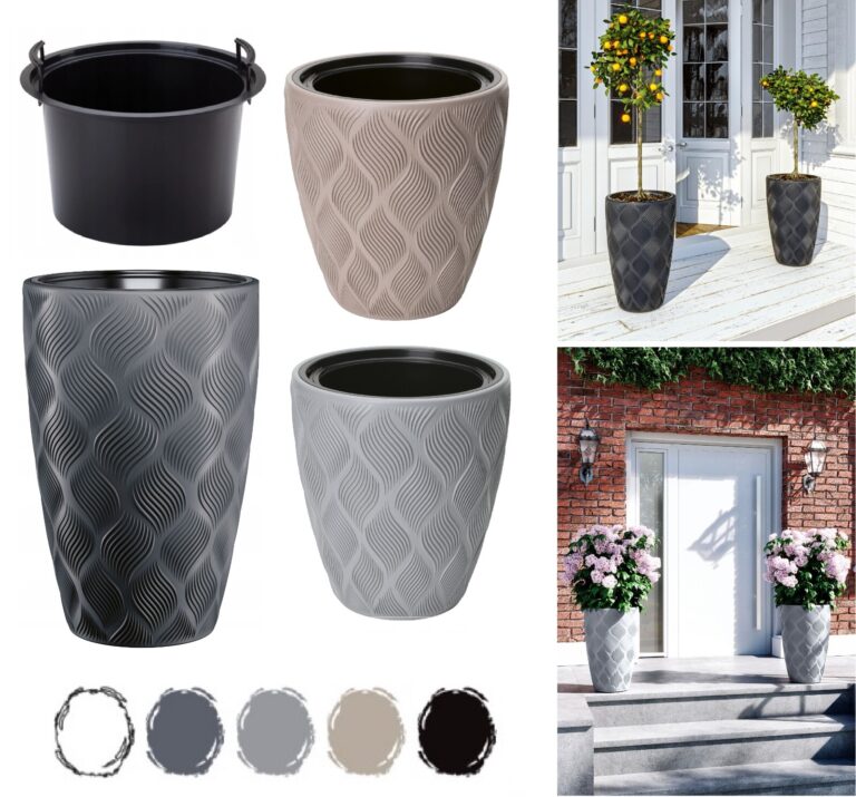 Round Tall Planter with Insert 3D-Textured