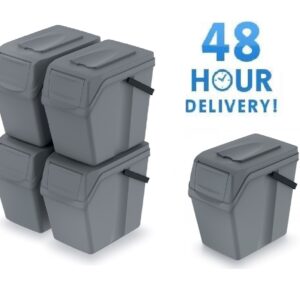 Recycling Bin Stackable Lidded with Handle 25L