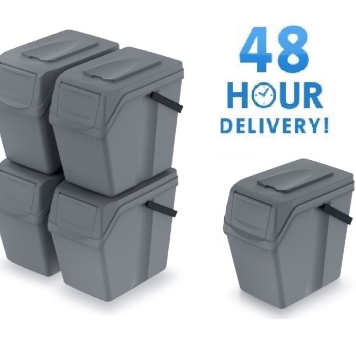 Sortibox Stackable Recycling Bin 25L Stone Grey
