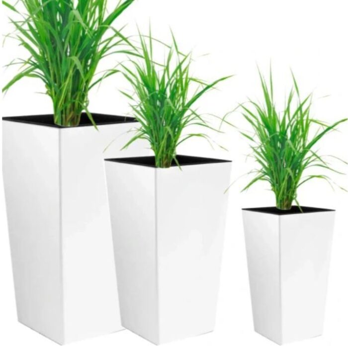 Square Tall Planter with Insert Set of 3
