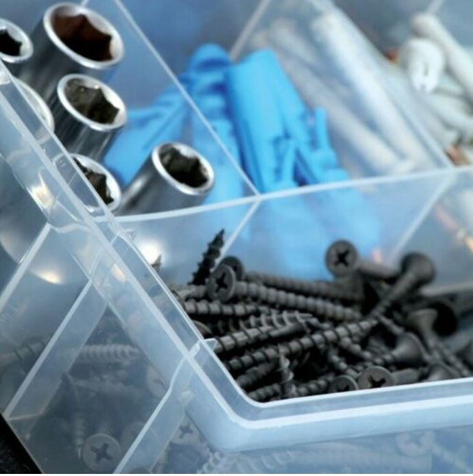 Clear Tool Organiser Box with 5 Compartments - Image 5