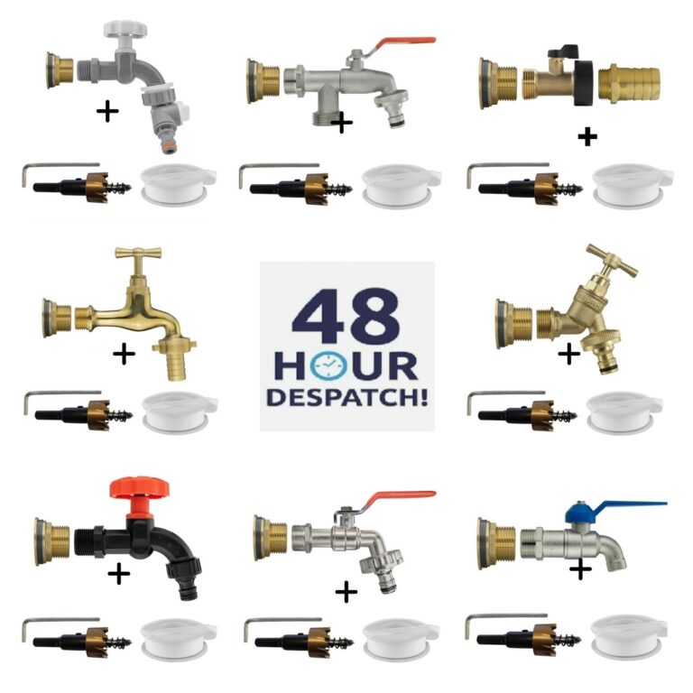Brass Water Butt Adapter & Tap Kit with Drill Bit