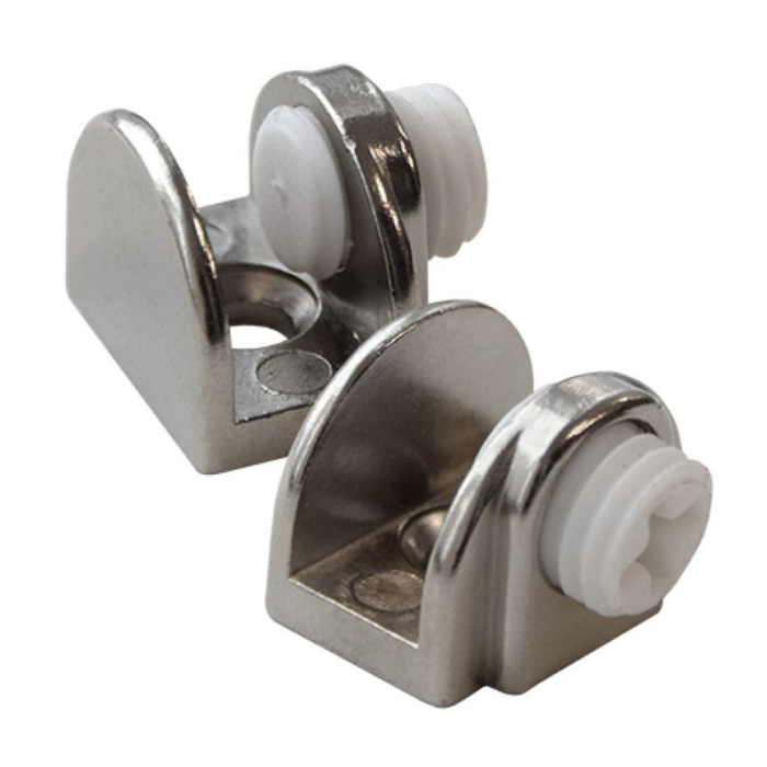 Screw-On Glass Shelf Bracket 5-8mm Chrome Pack of 2