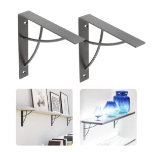Shelf Brackets Steel Matt Black 2 Pack
