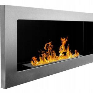 Bioethanol Wall Fireplace Stainless Steel with Glass