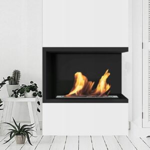 Bioethanol Corner Fireplace Black with Glass