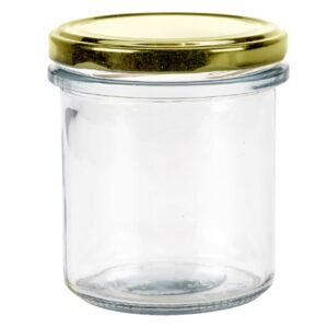 Glass Jam Jars 373ml with Gold Twist-Off Lids